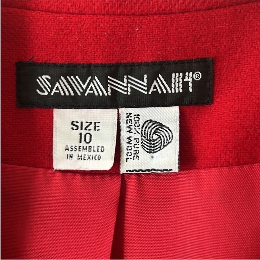 Savannah Vintage Red Wool Blazer Gold Button Jacket Size 10 - Picture 7 of 14